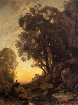La velada del cabrero italiano Jean Baptiste Camille Corot Pinturas al óleo